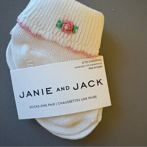 Janie and Jack pink rosette socks New sz 0-3 mos
